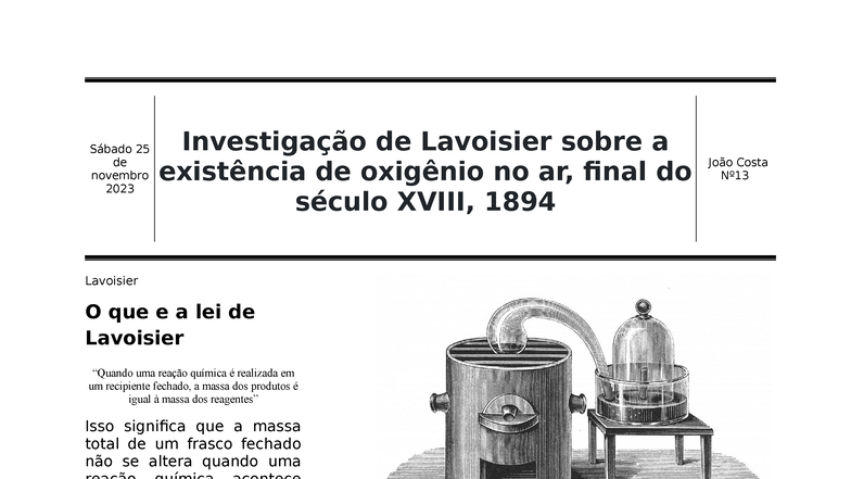 A Gazeta do oxigénio - Trabalho sobre a aa descoberta do oxigenio top ...