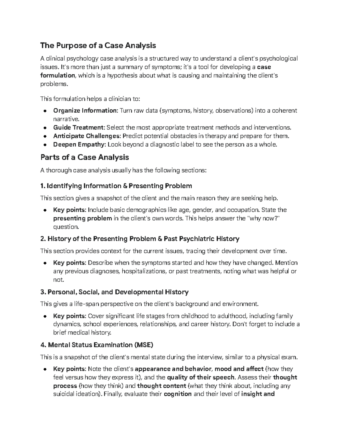 CASE Analysis Guide: Understanding Clinical Psychology Issues - Studocu
