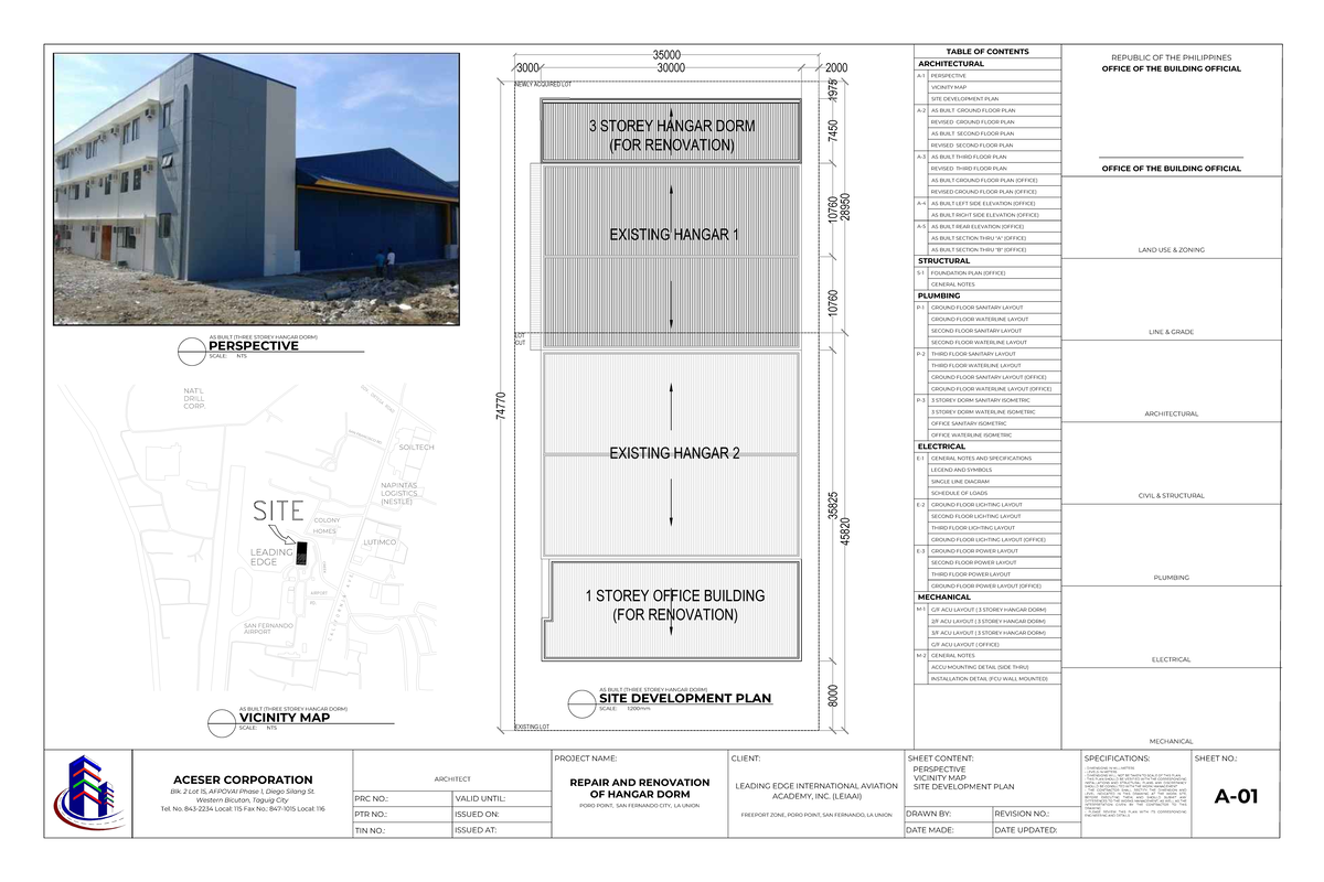 Repair and Renovation Plans for Hangar Dorm (ACESER CORP) - Studocu
