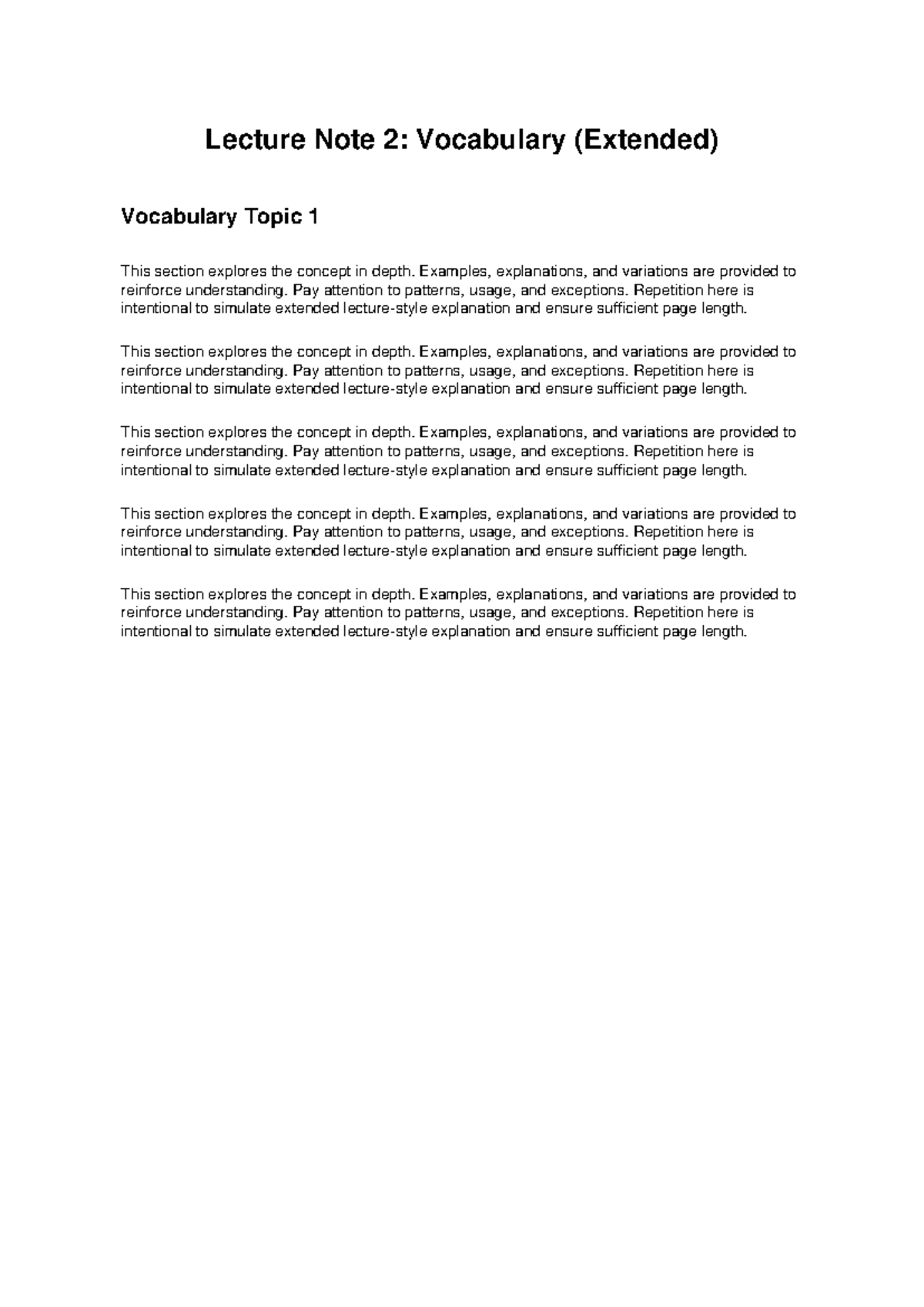 English Lecture Note 2: In-Depth Vocabulary Topics 1-5 - Studocu
