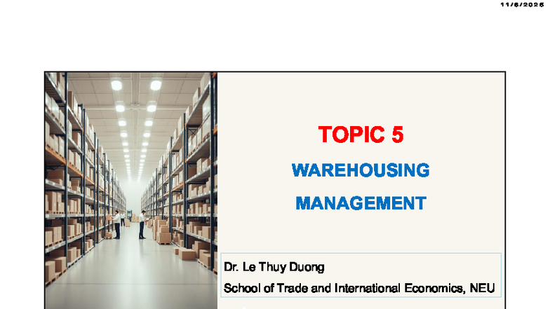 001213435 Topic 5: Warehouse Management Notes (LMS) - Studocu