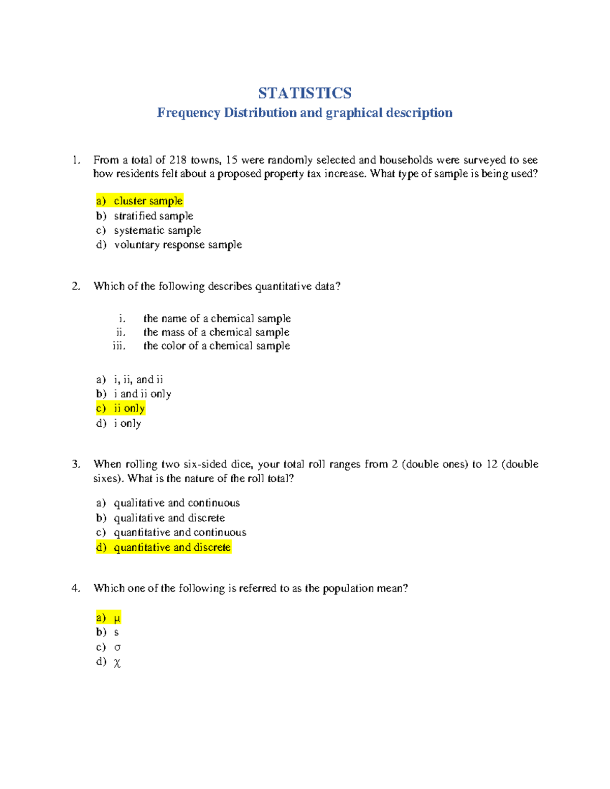 Statistics Exam Notes: Understanding Samples & Data Types - Studocu