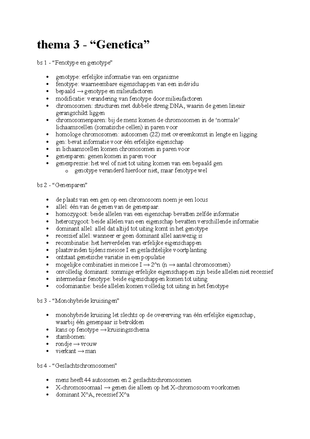 Thema 3: Genetica - Fenotype, Genotype en Genenparen Uitleg - Studeersnel