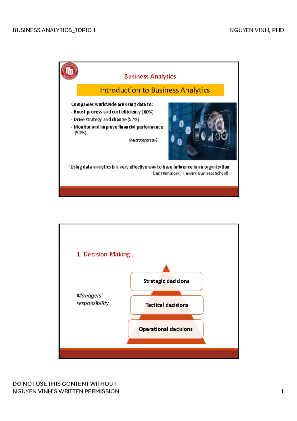 BUSINESS ANALYTICS 101: INTRODUCTION TO BA - TOPIC 1 (2025) - Studocu