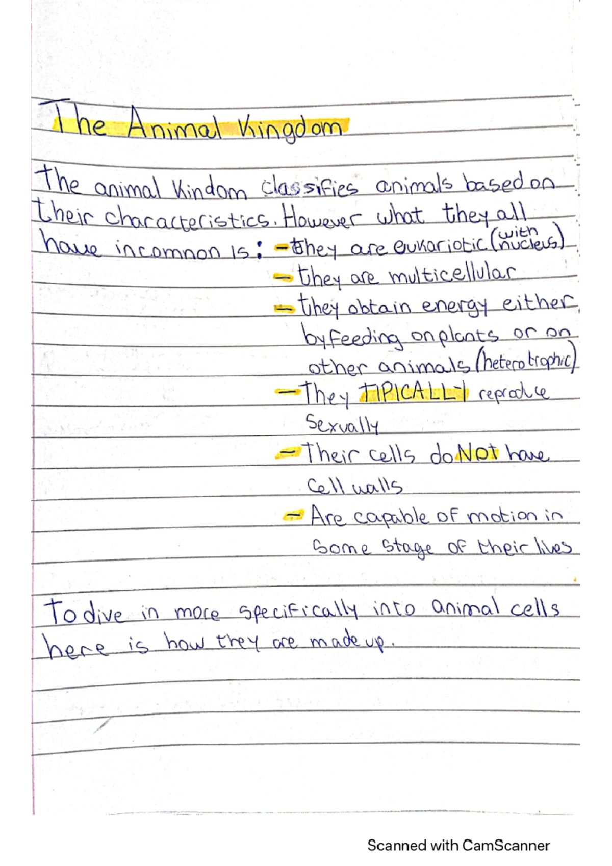 Animal Kingdom Research and Summary (BIO101) - Studocu