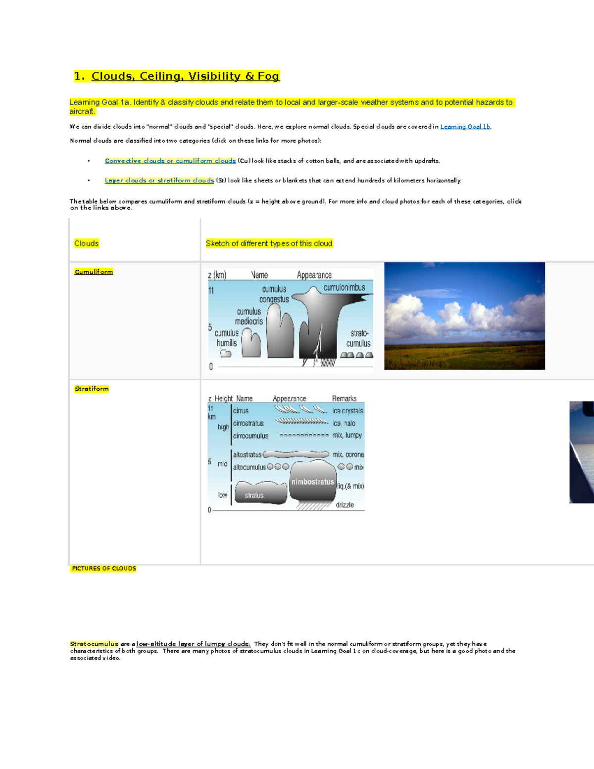 ATSC 113 Flying Midterm Notes - 1. Clouds, Ceiling, Visibility & Fog ...