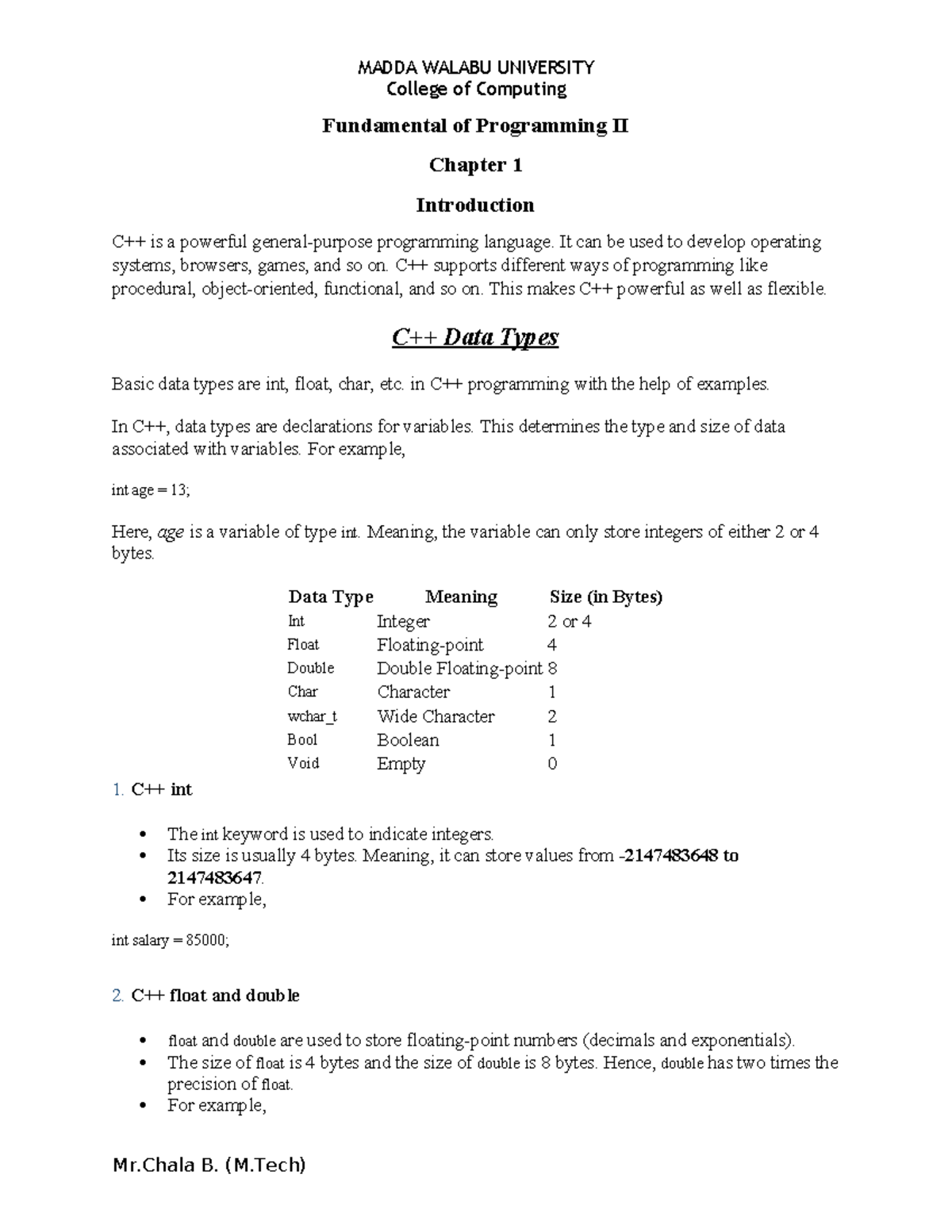 C 105501 - C++ Array - College of Computing Fundamental of Programming ...