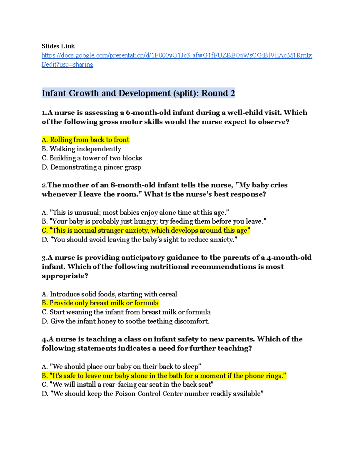 PED 101: Infant Growth & Development Exam Review Notes - Studocu