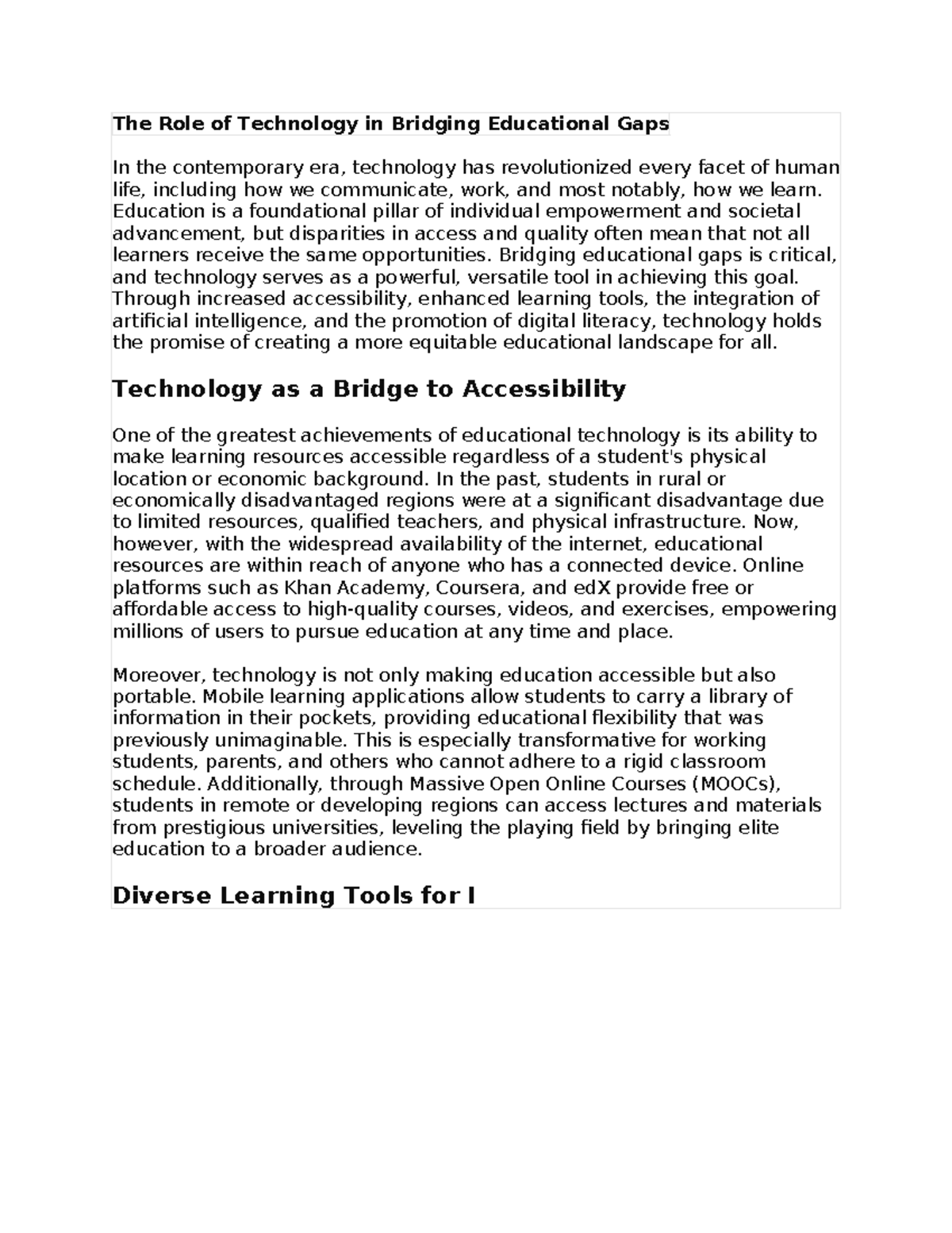 The Role of Tech in Bridging Edu Gaps: Enhancing Accessibility & Equity ...
