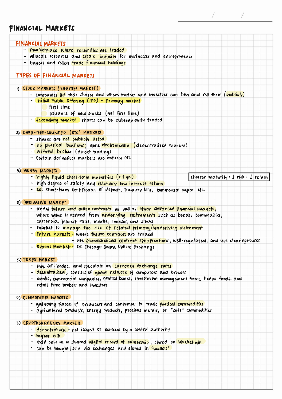 11-Financial Markets: Types and Functions of Financial Markets - Studocu
