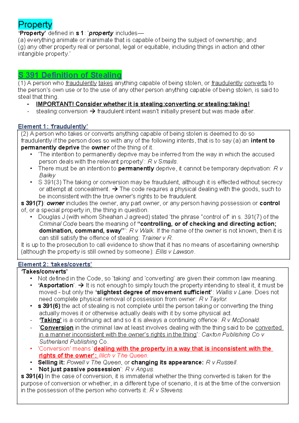 CRIM LAW 101: Comprehensive Exam Notes on Theft and Property Crimes ...
