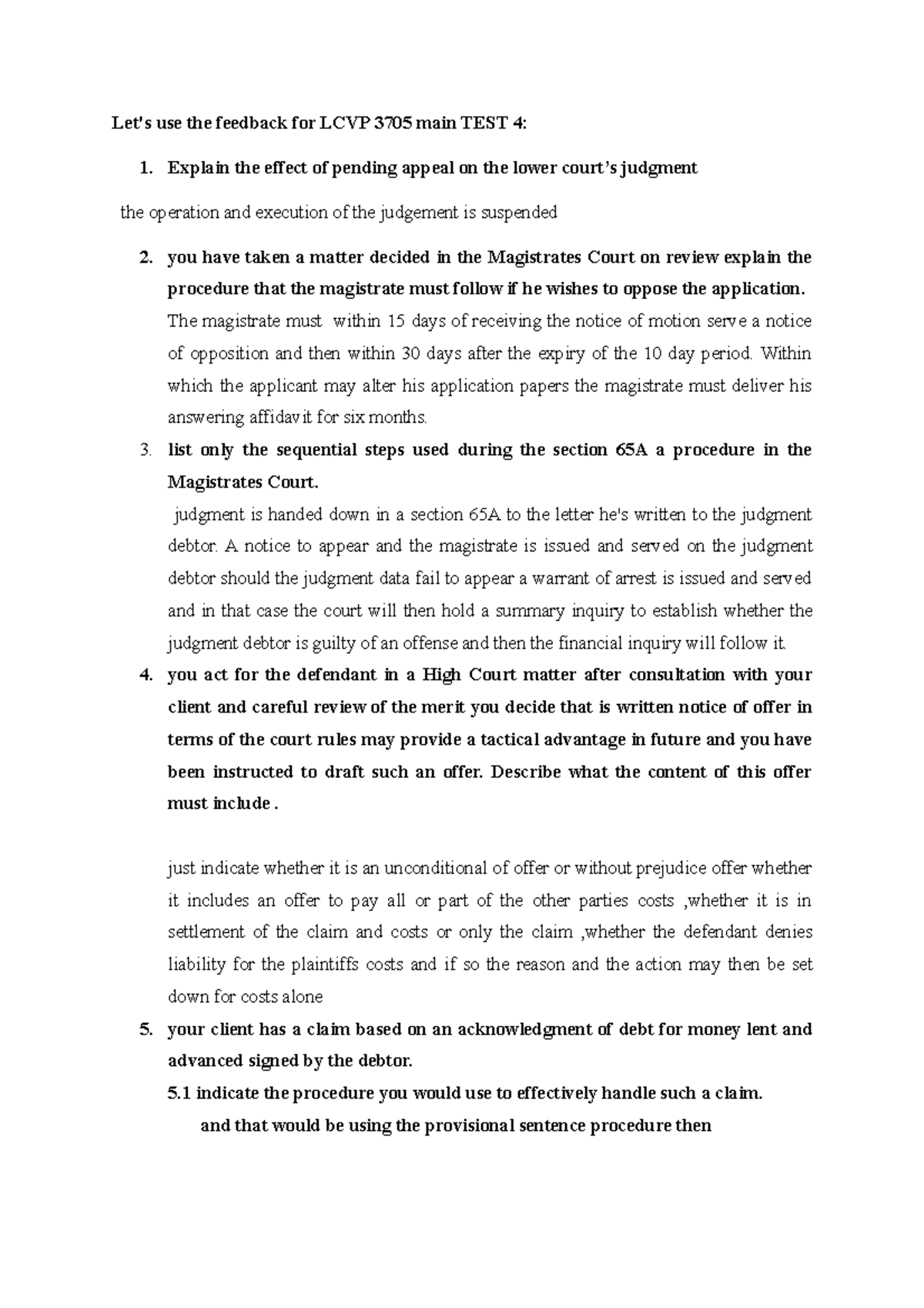 Main test memo LCVP 2022 - Let's use the feedback for LCVP 3705 main ...