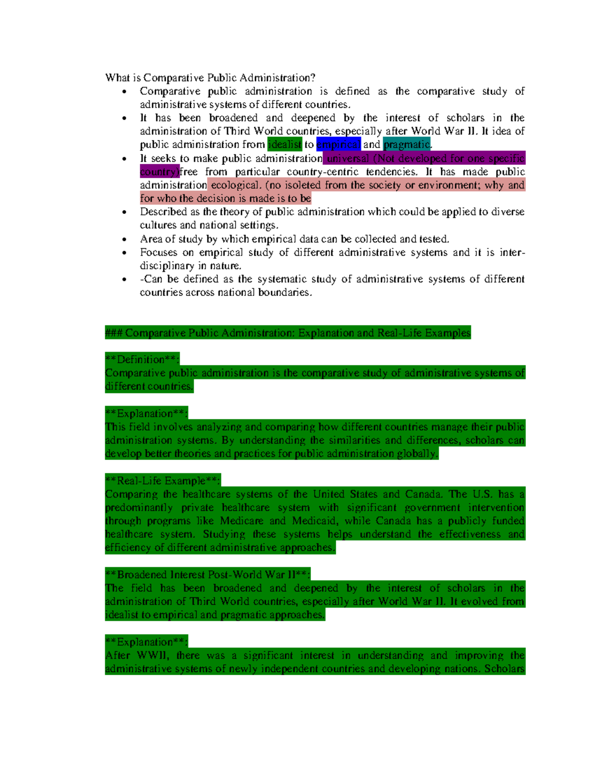 Comparative Public Administration: Insights and Examples (Course Code ...