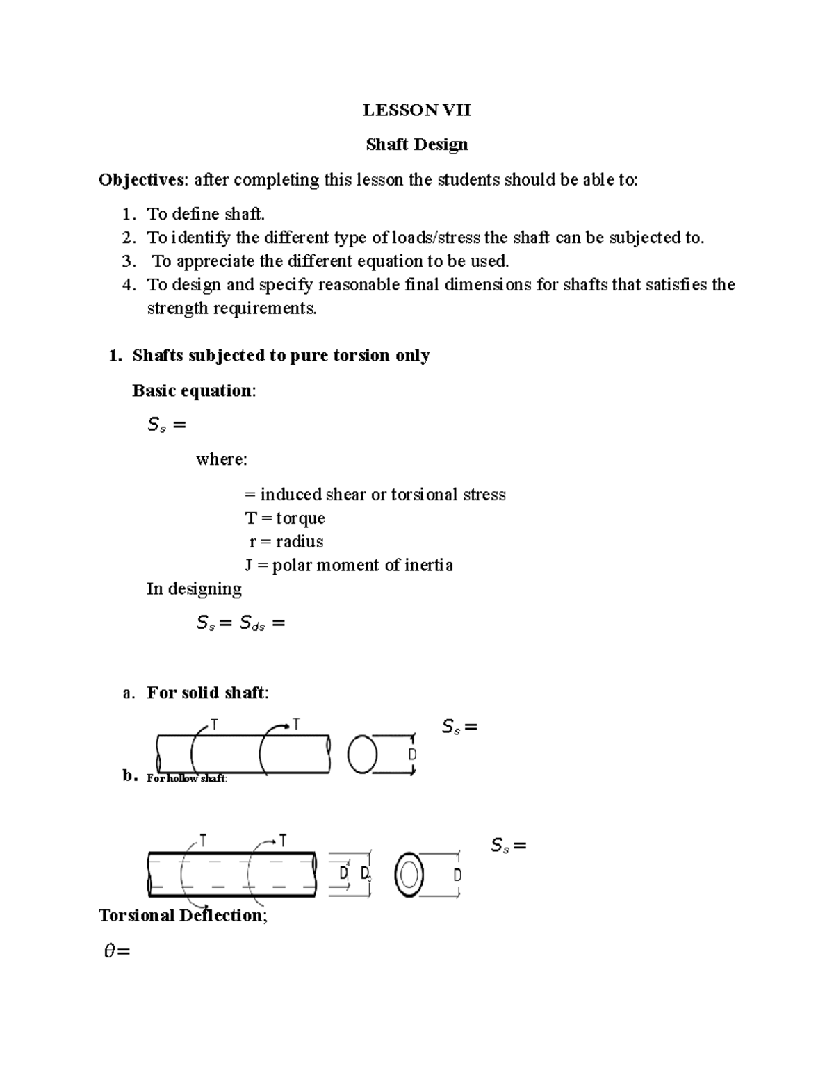 Group D Lesson VII - Shaft Design Lecture Notes - Studocu