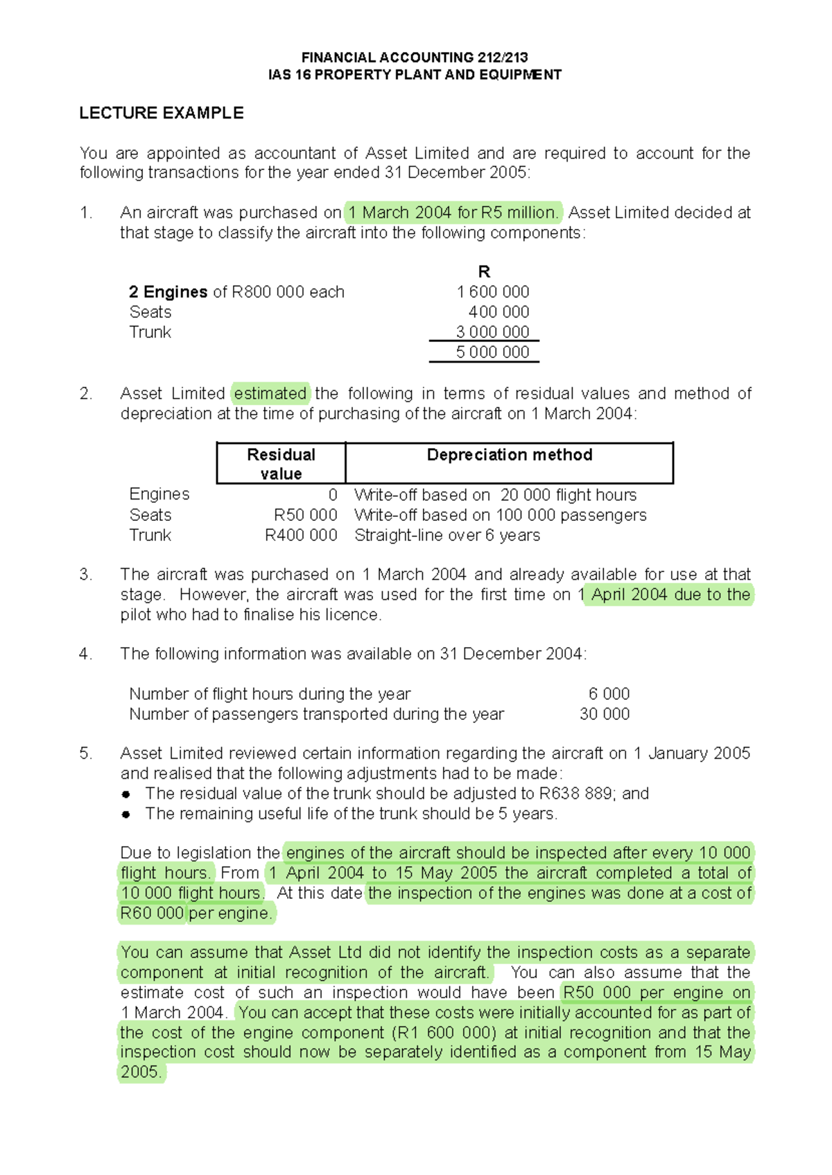 Financial Accounting 212: Lecture on IAS 16 - PPE Transactions Example ...