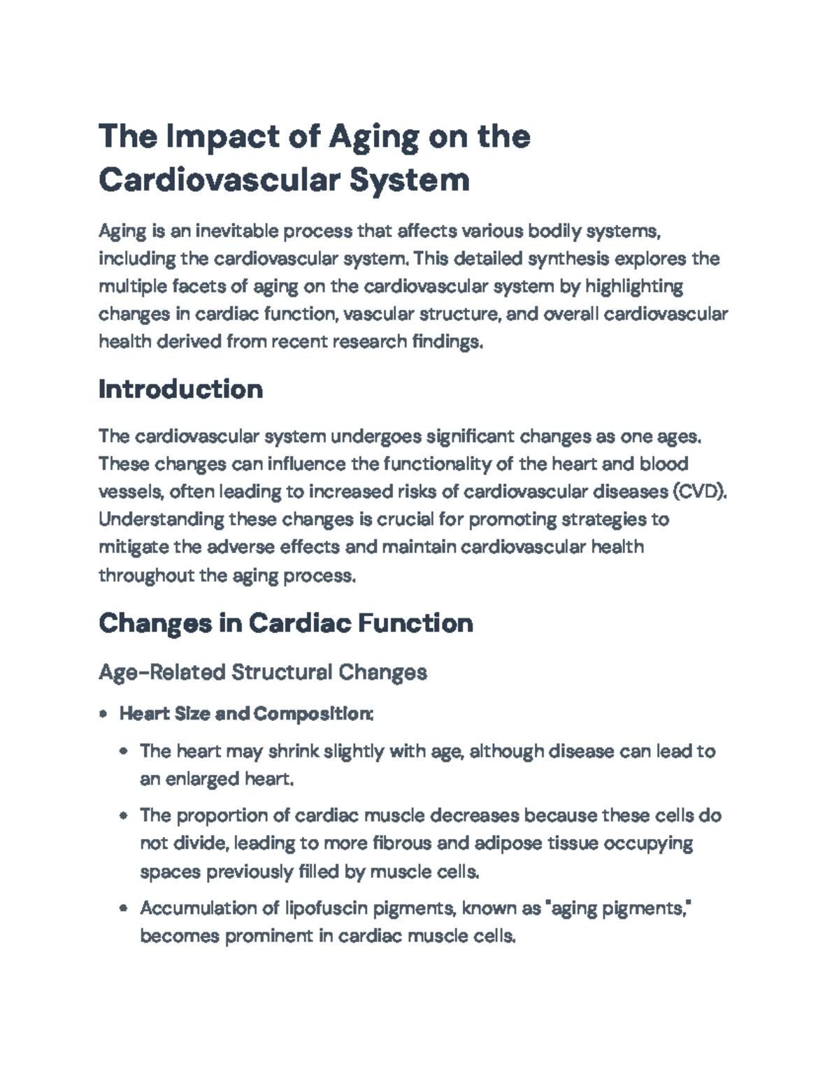 The Impact of Aging on Cardiovascular Health: Insights and ...