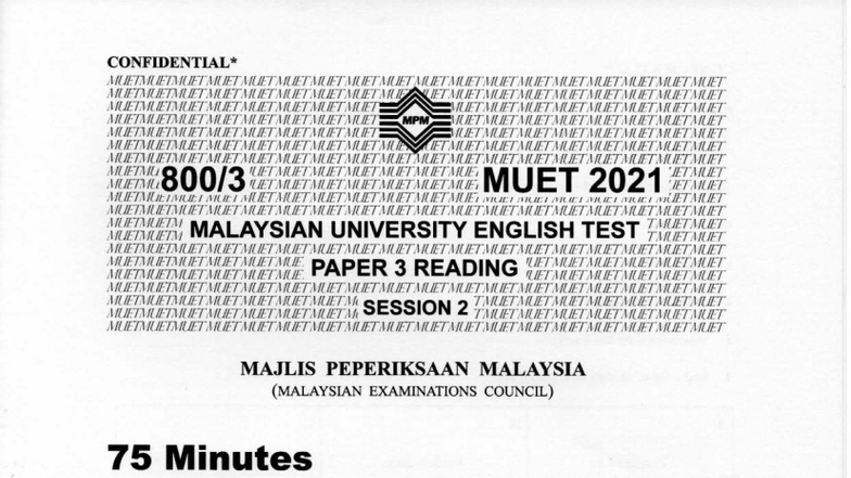 MUET Session 2 2021 Question Paper - Reading and Writing - Studocu