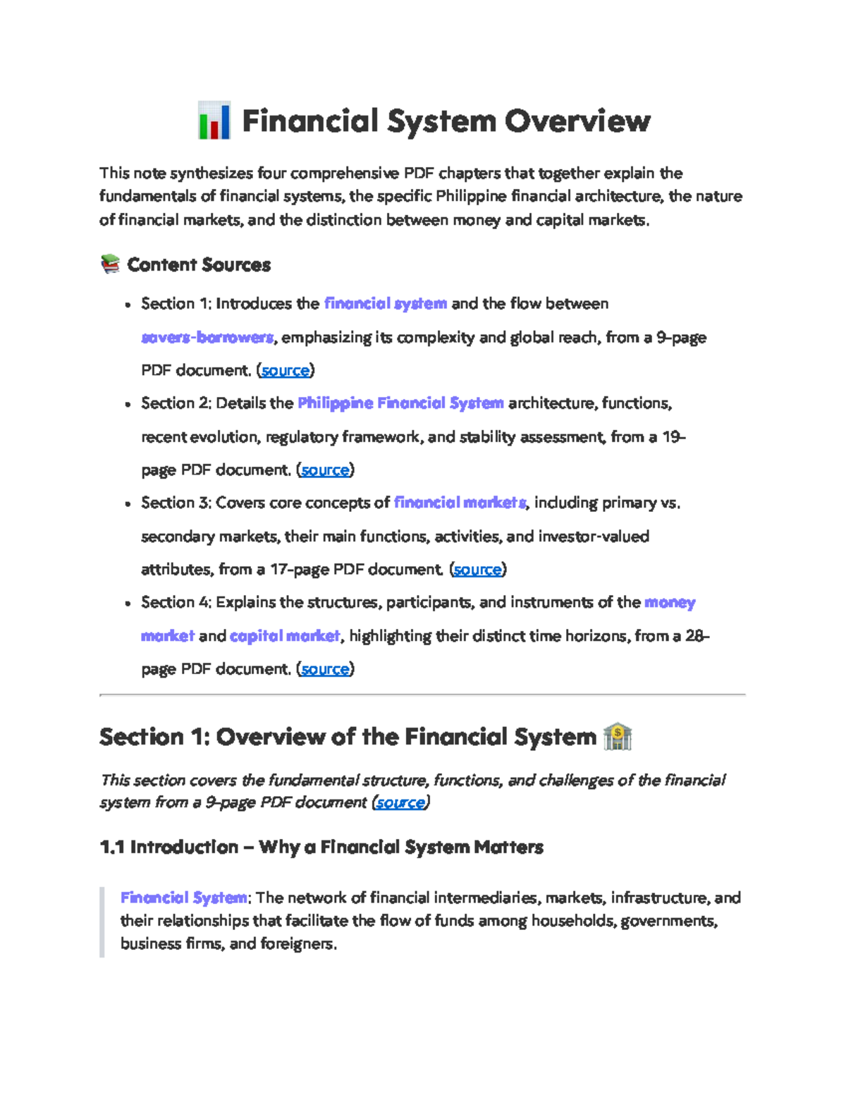 Financial Systems (FIN 101): Overview of Philippine Markets and ...