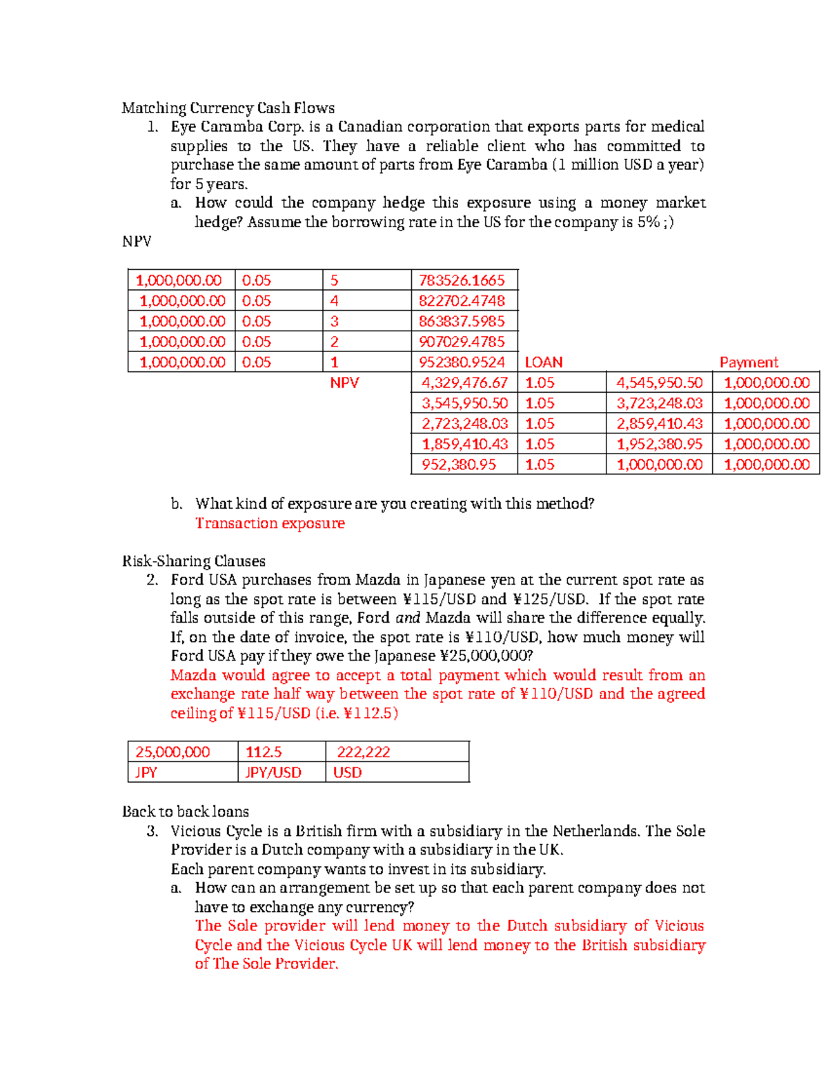 HED 101: Hedging Exercises - Solutions and Currency Matching Concepts ...