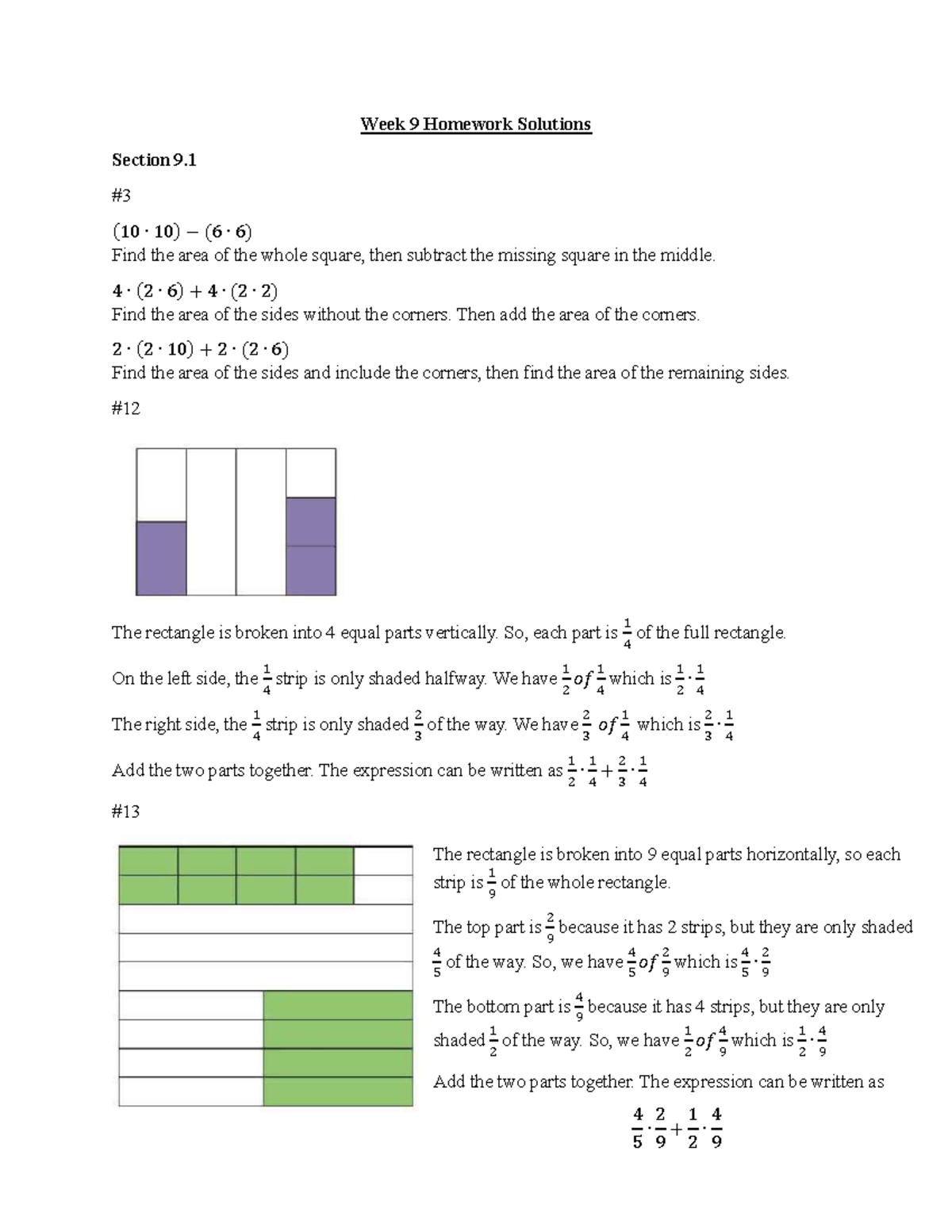 Week 9 Homework Solutions - Math Concepts - Studocu