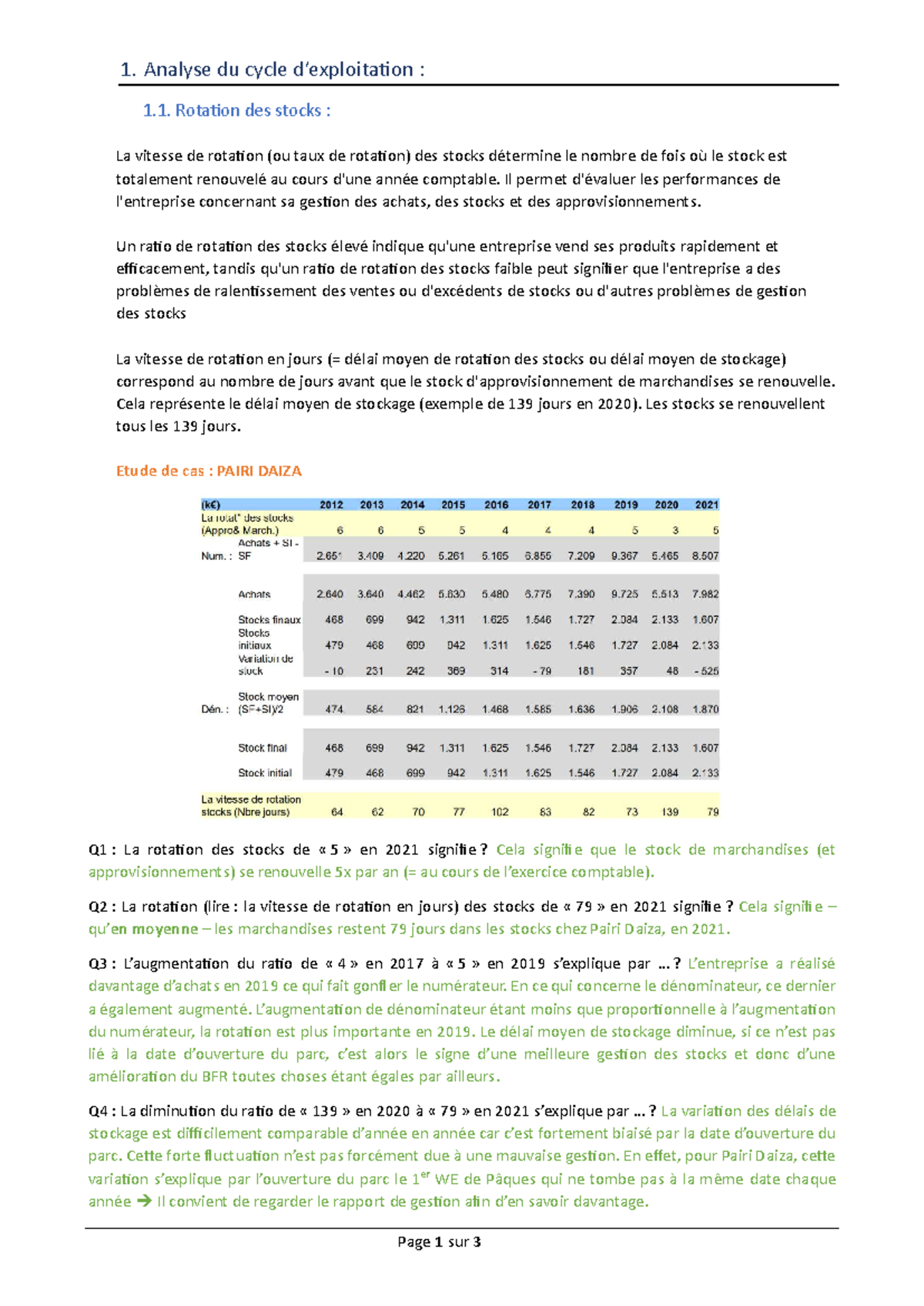 Analyse des Ratios de Gestion : Rotation des Stocks et Clients (DF ...
