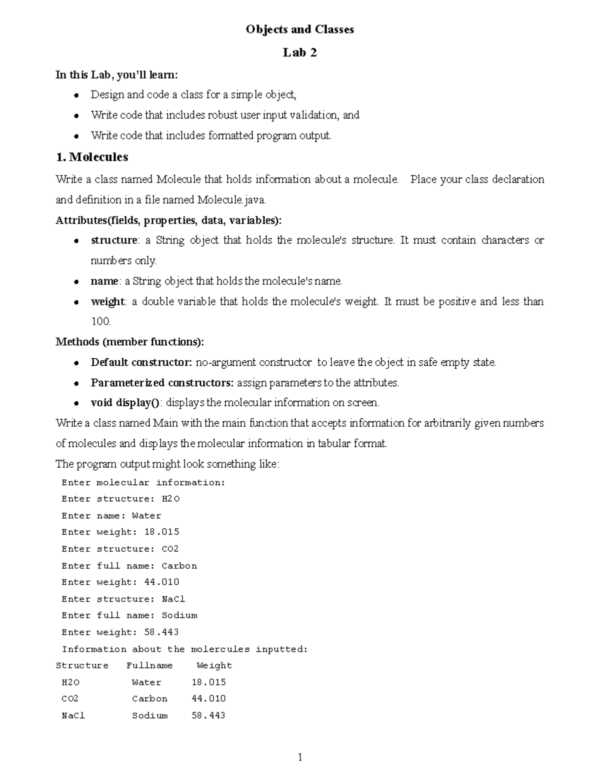 Lab 2 - aaaaaaaaaaaaaaaaa - Objects and Classes Lab 2 In this Lab, you ...