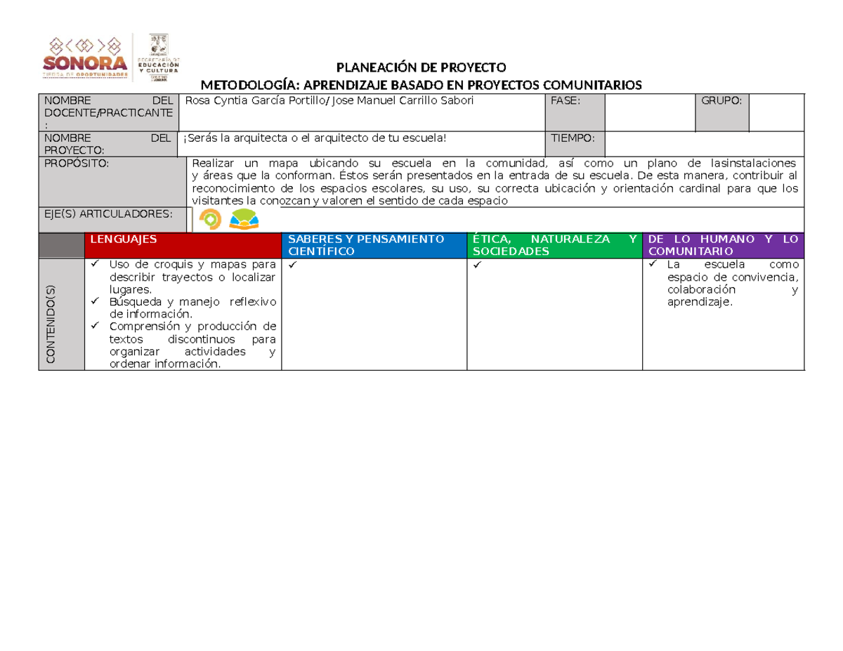 Aprendizaje Basado en Proyectos Comunitarios: Proyecto Escolar - Studocu