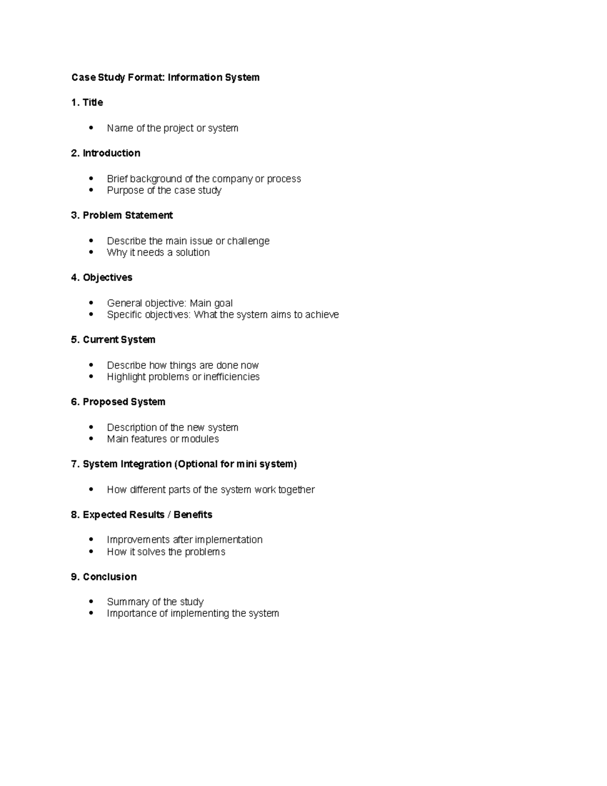 Case Study Format: Information System Overview and Structure - Studocu