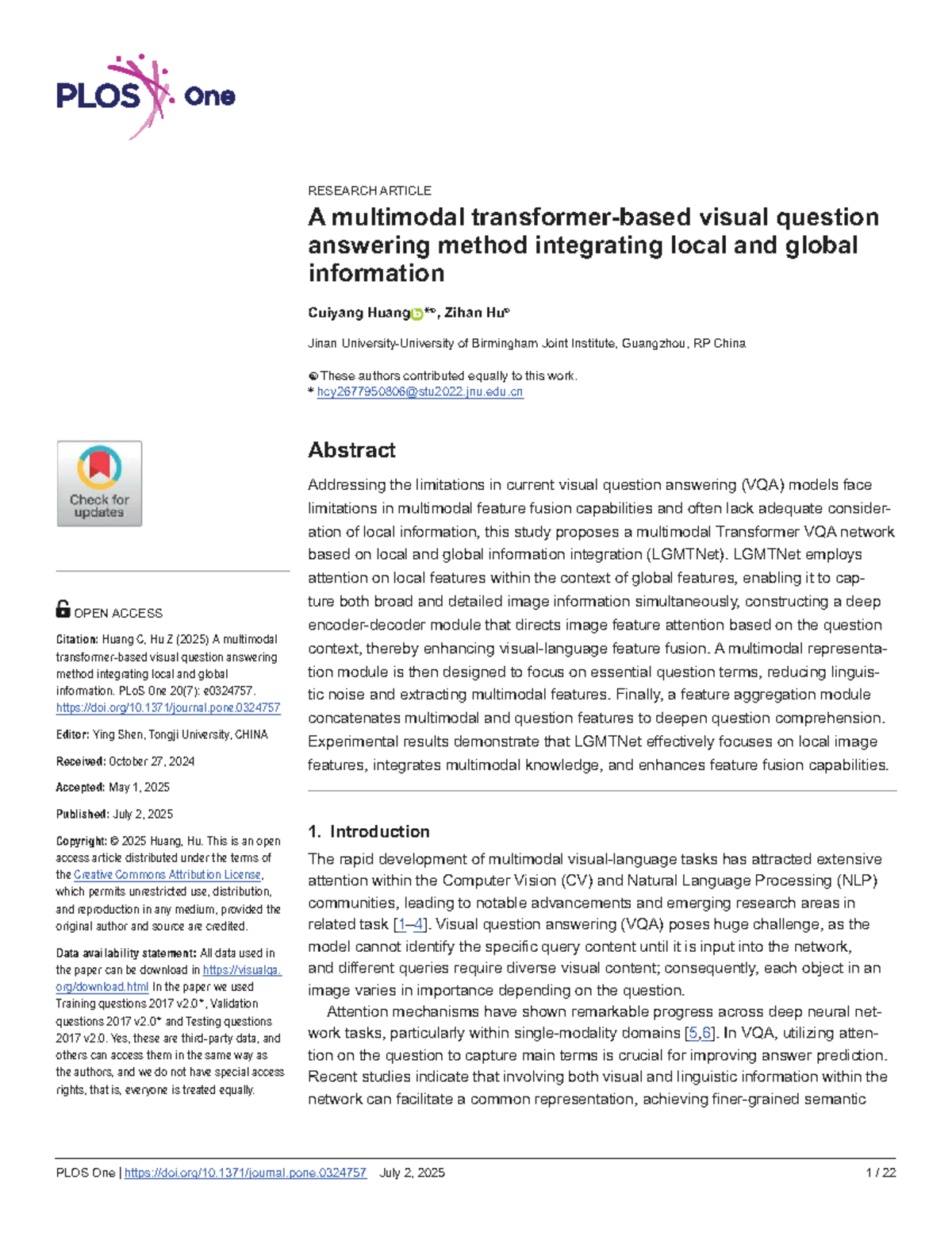 Multimodal Visual Question Answering: Enhancing Feature Fusion in VQA ...
