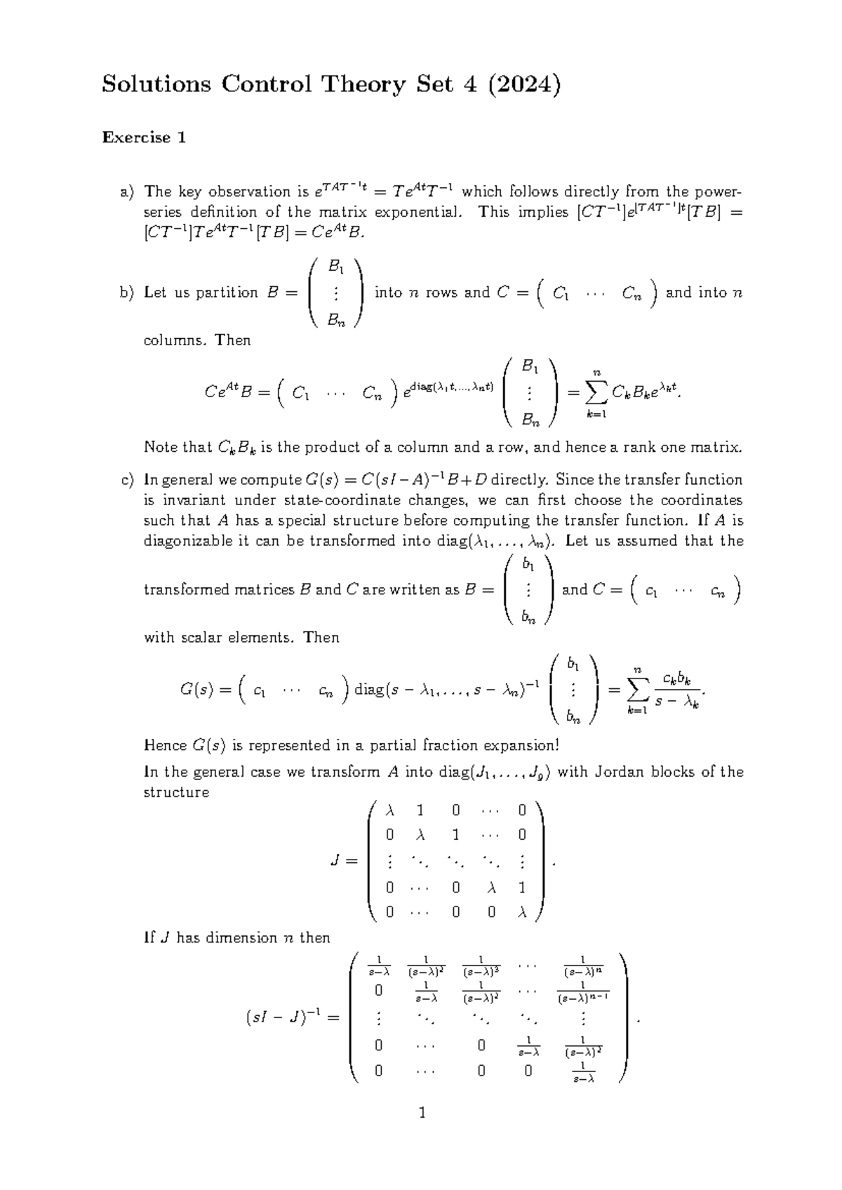 Control Theory Solutions Set 4 (2024) - Huiswerkopgaven CT - Studeersnel