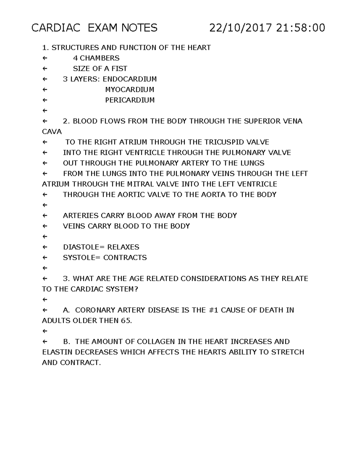 CARDIAC EXAM NOTES: STRUCTURES, FUNCTIONS & ASSESSMENT - Studocu