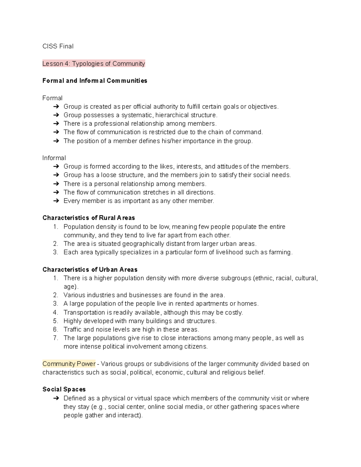 CISS L4 - N/A - CISS Final Lesson 4: Typologies of Community Formal and ...