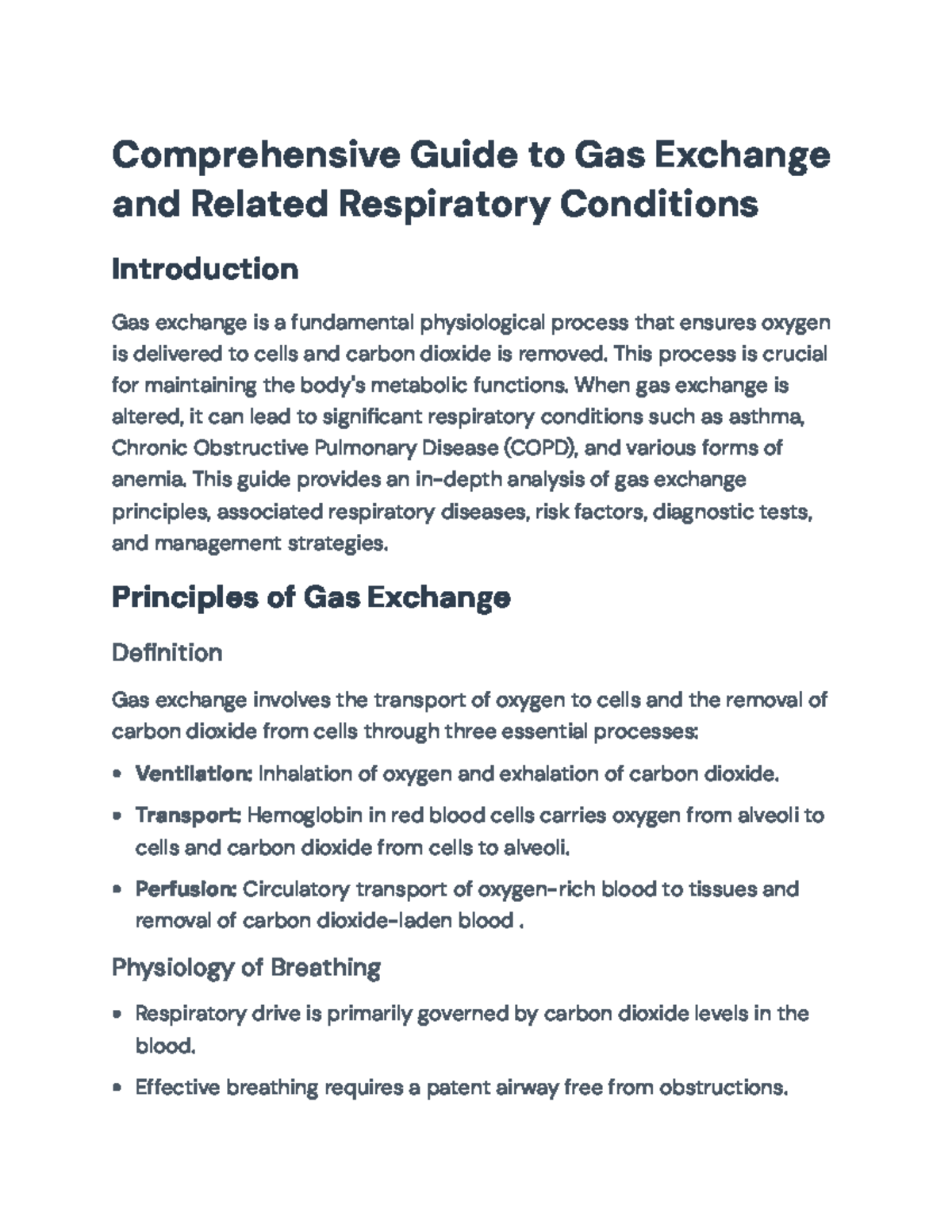Comprehensive Guide to Gas Exchange & Resp. Conditions (PHYS 101) - Studocu