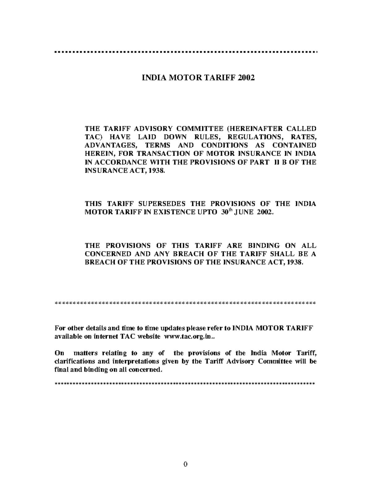 India Motor Tariff 2002: Comprehensive IMT Endorsements Guide - Studocu