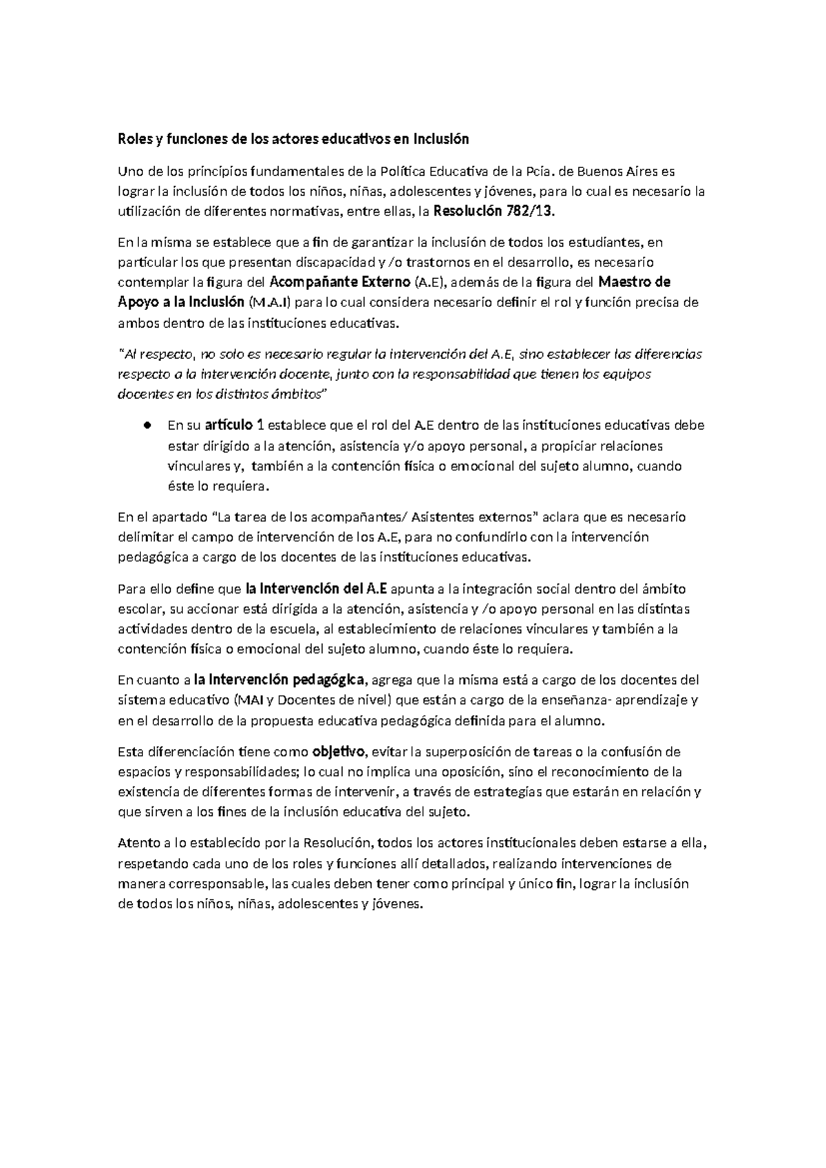 Roles y Funciones de Actores Educativos en Inclusión Educativa - Studocu