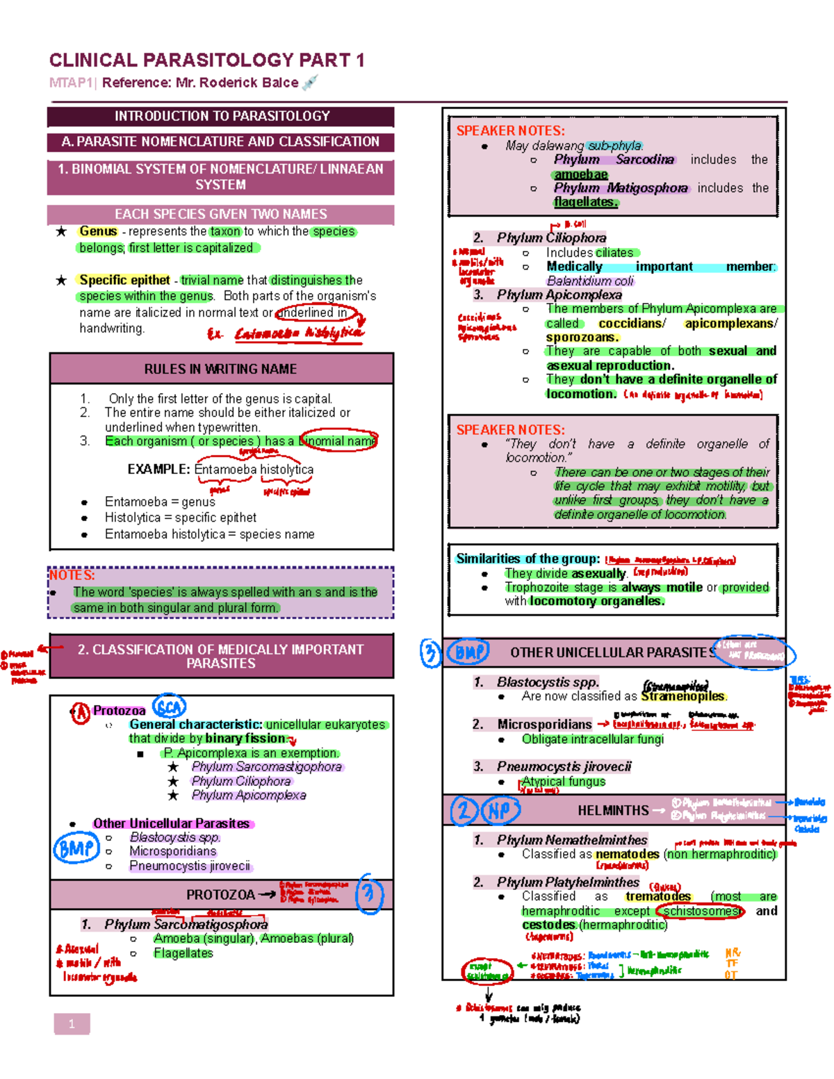 CLINICAL PARASITOLOGY PART 1: Prelims Study Notes - 2025 - Studocu