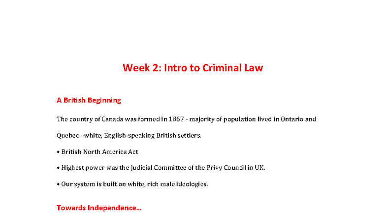 Week 2: Intro to Criminal Law - A Canadian Perspective - Studocu