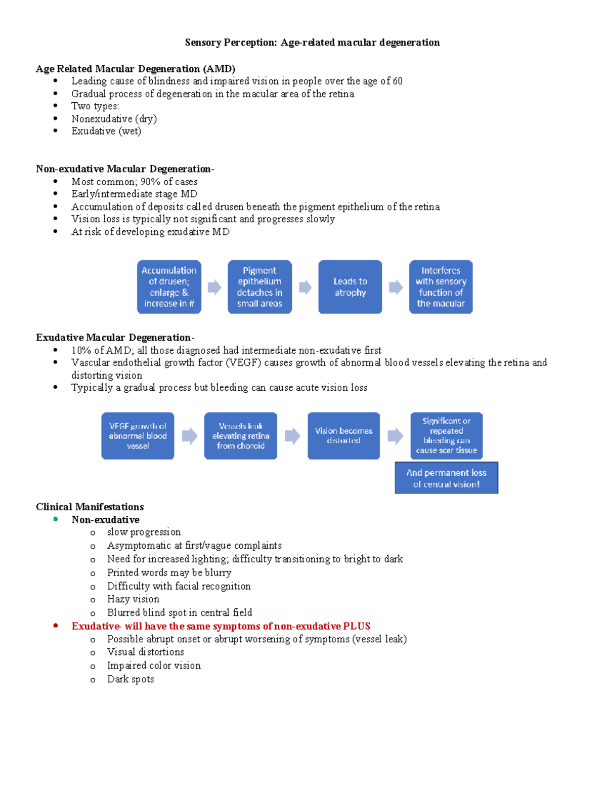 AMD Outline for Notes: Understanding Macular Degeneration S262 - Studocu