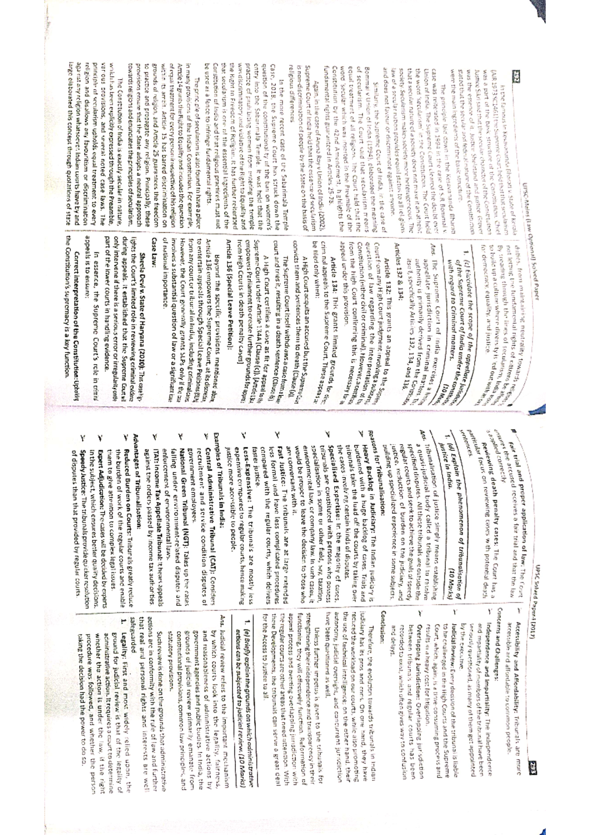 Law pyq 2 - Notes - UPSC Solved (2017) 293 292 from maintaining ...