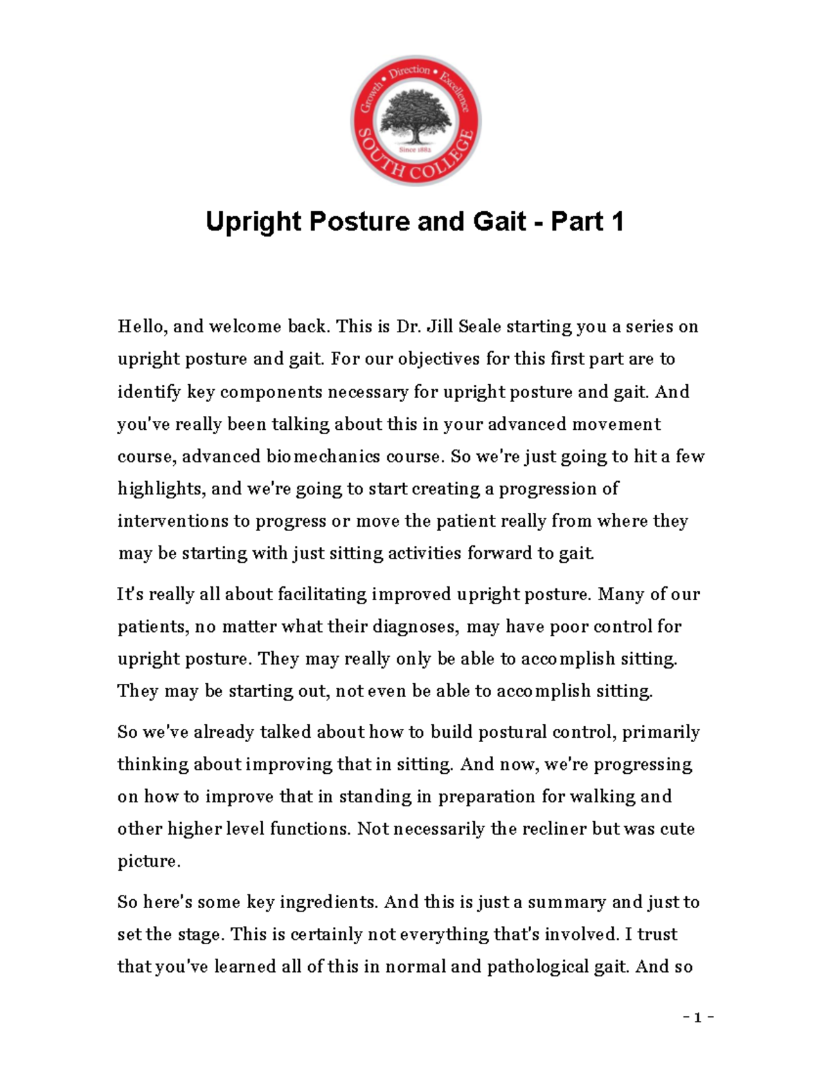 Upright Posture and Gait Rehab - Advanced Biomechanics Notes - Studocu