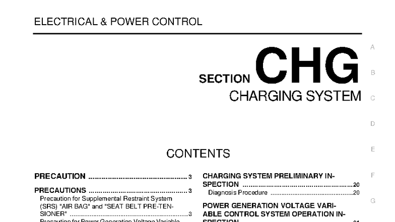 2013 Pathfinder CHG A B Charging System Inspection and Diagnosis Guide ...