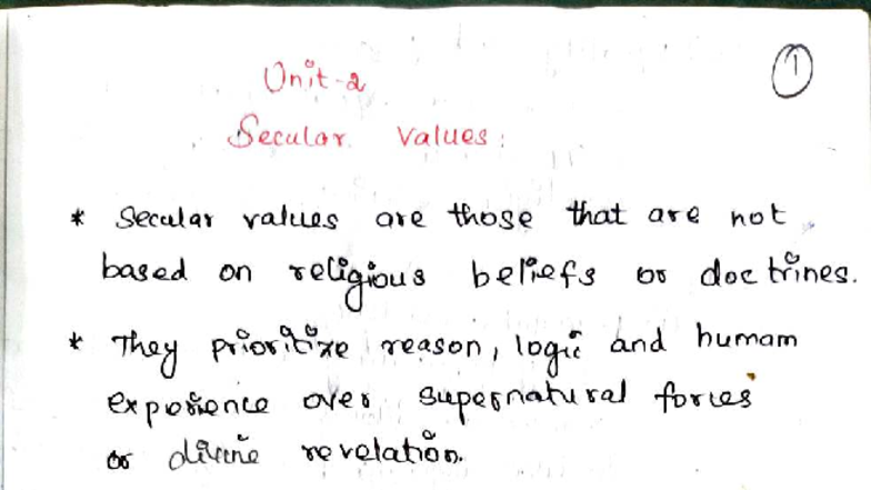 Secular Values: Understanding Core Concepts and Challenges (Course Code ...