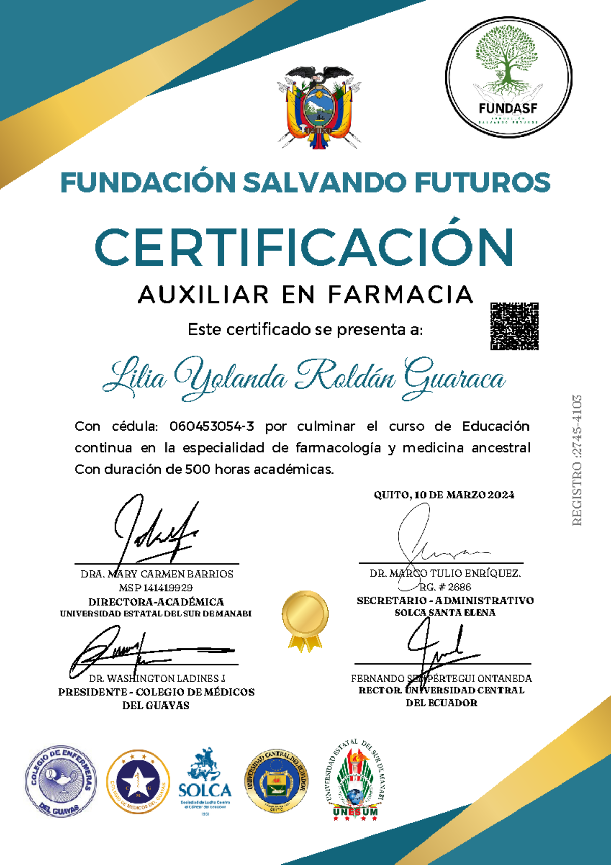 Lilia Yolanda Roldán Guaraca - DRA. MARY CARMEN BARRIOS MSP 141419929 ...