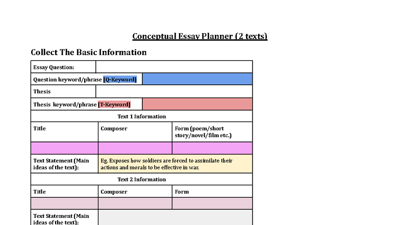 ENG 101 Conceptual Essay Planner Template - Studocu