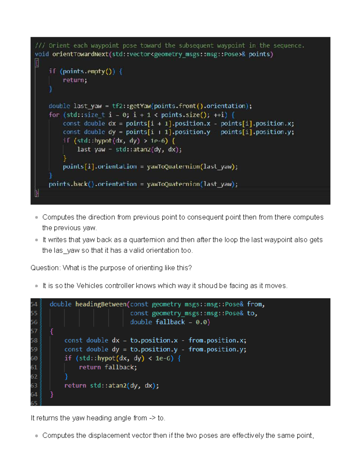 Foo CPP File for PFMS AT3 Racing Project: Yaw and Waypoint Orientation ...