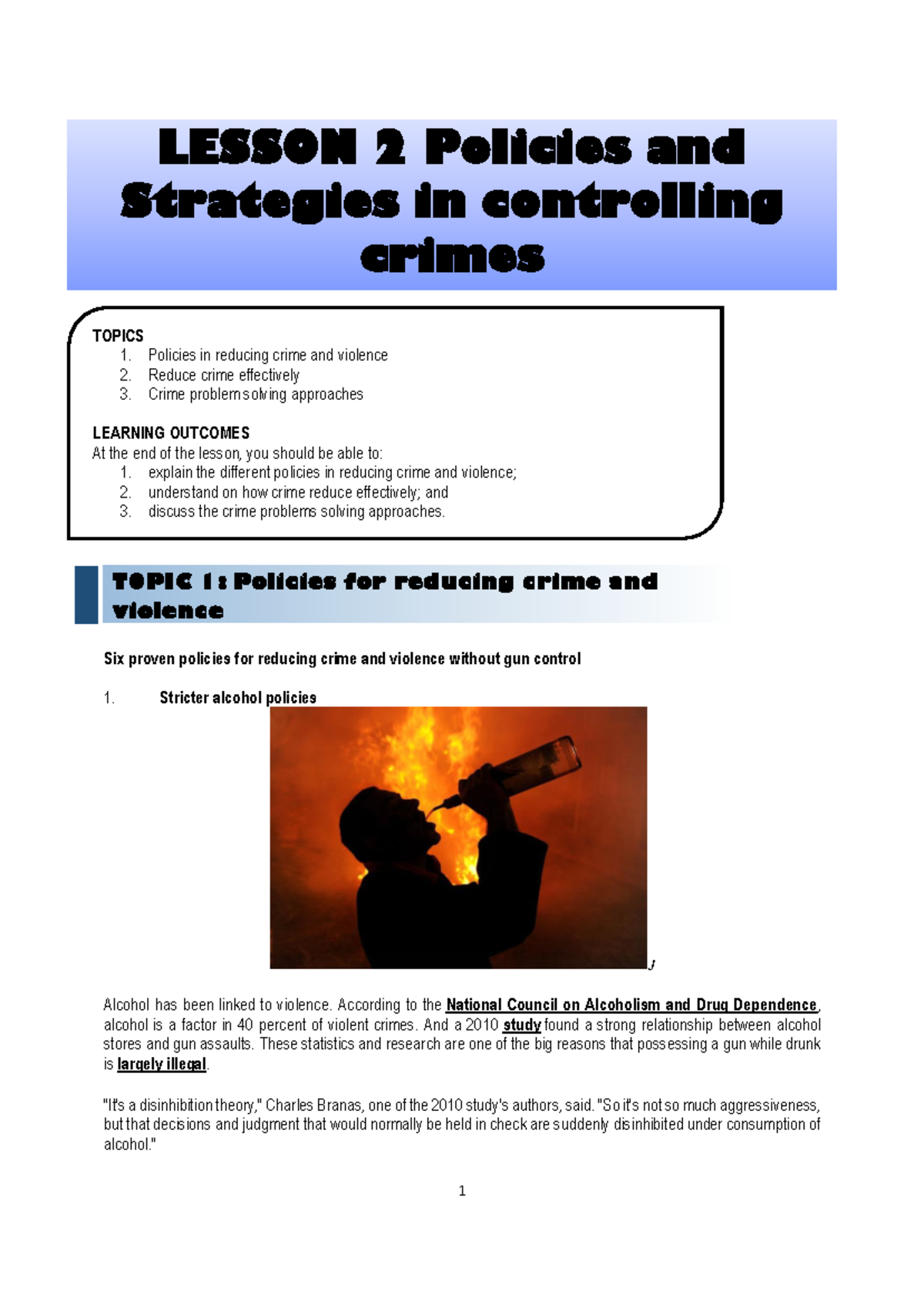 CPDC- Lesson 2: Strategies for Crime Control and Policy Implementation ...