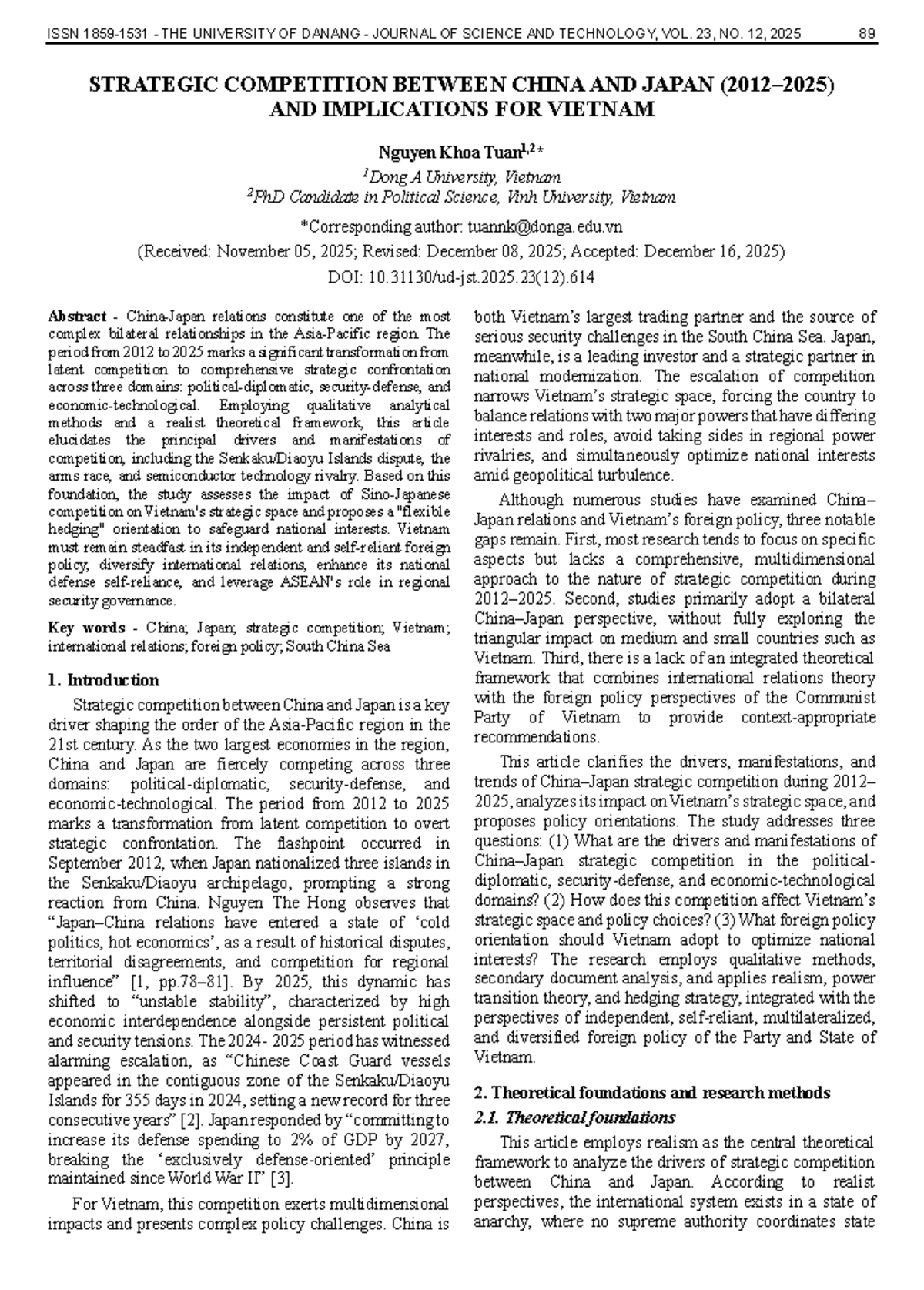 Strategic Competition Between China and Japan: Implications for Vietnam ...