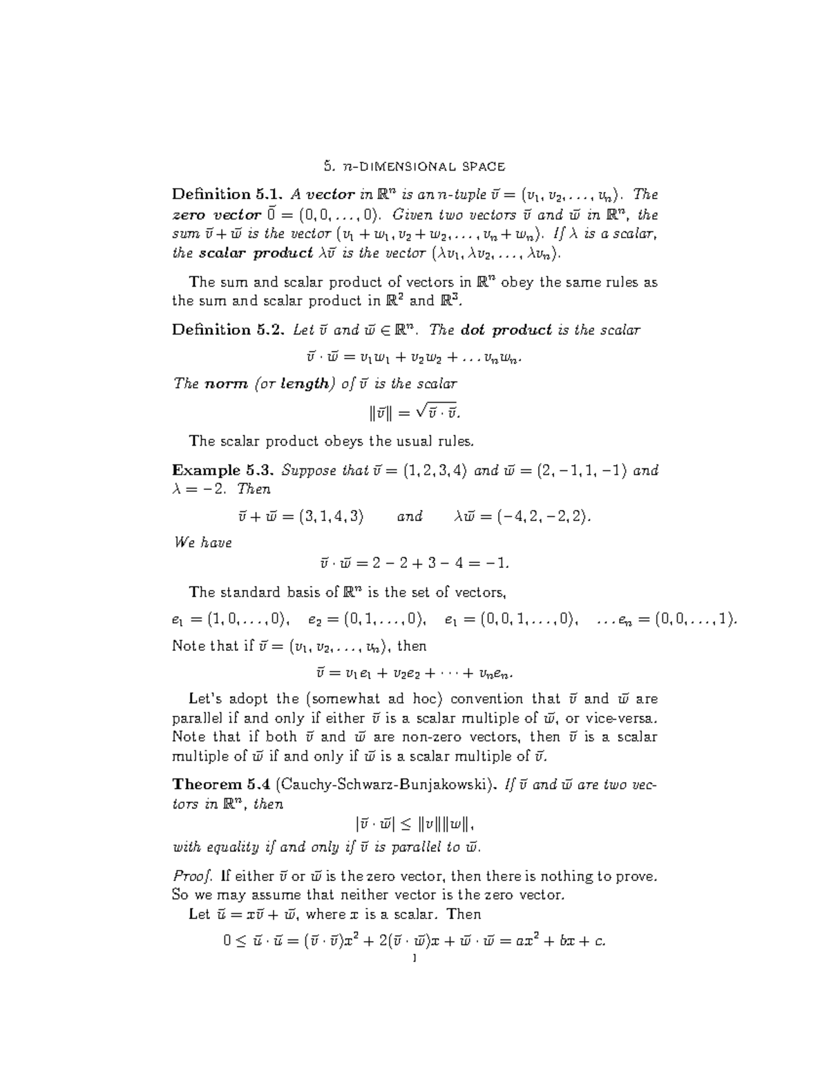 MIT18.022F10 Lecture 5: Vector Spaces and Operations Summary - Studocu