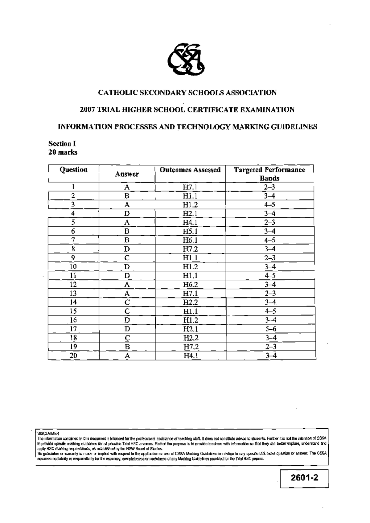 2007 IPT Trial HSC Exam Marking Guidelines and Sample Answers - Studeersnel