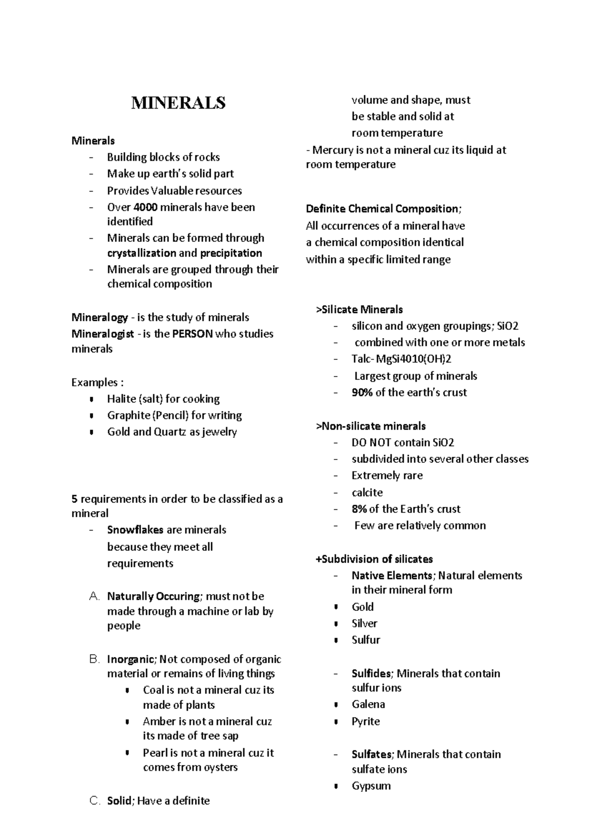 Minerals (GEOL 101): Building Blocks, Formation, and Classification ...